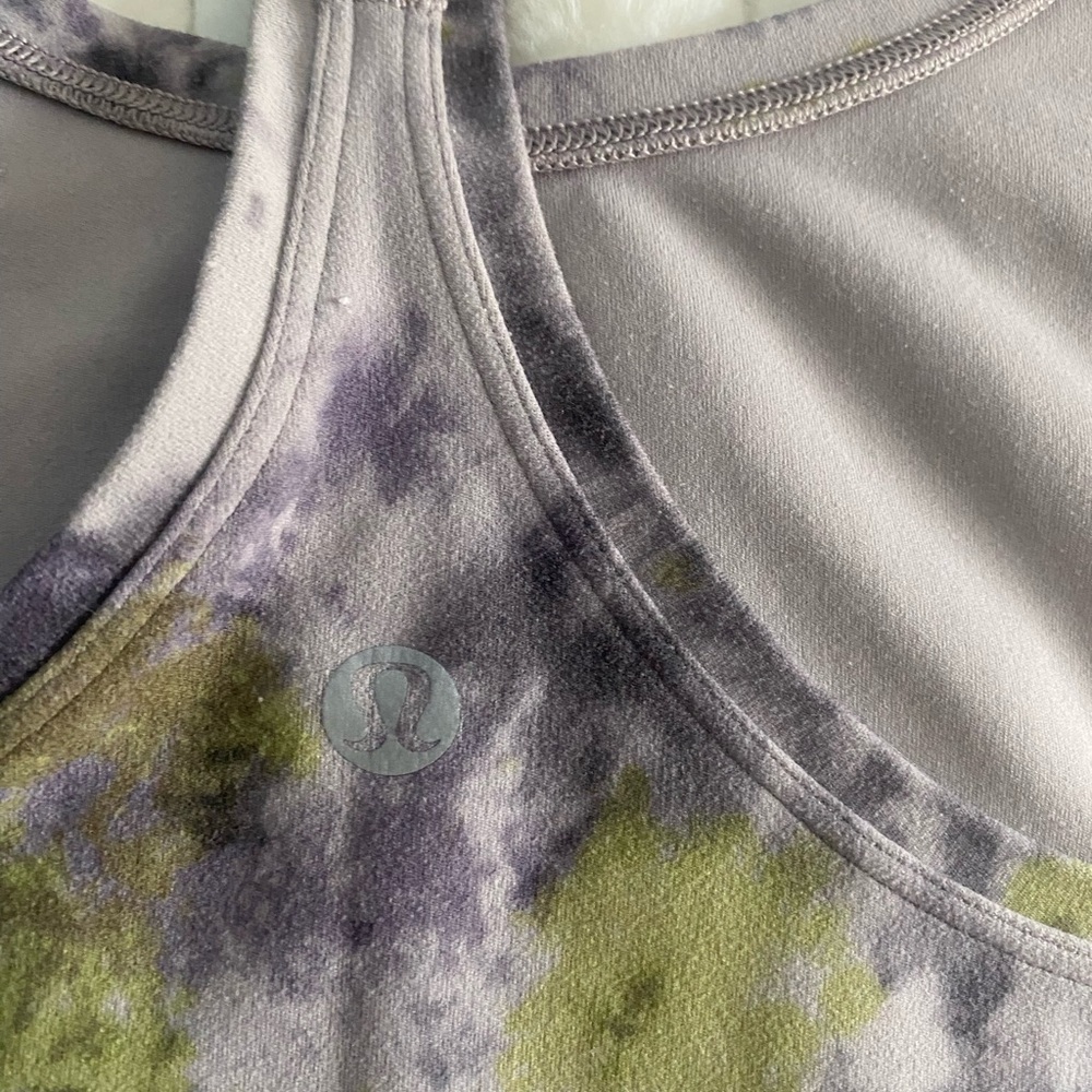 lululemon athletica Purple and Olive Tie-Dye Racerback Tank Top